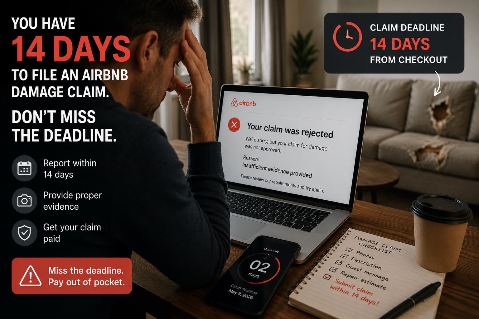 Airbnb damage claim rejected - insufficient evidence provided