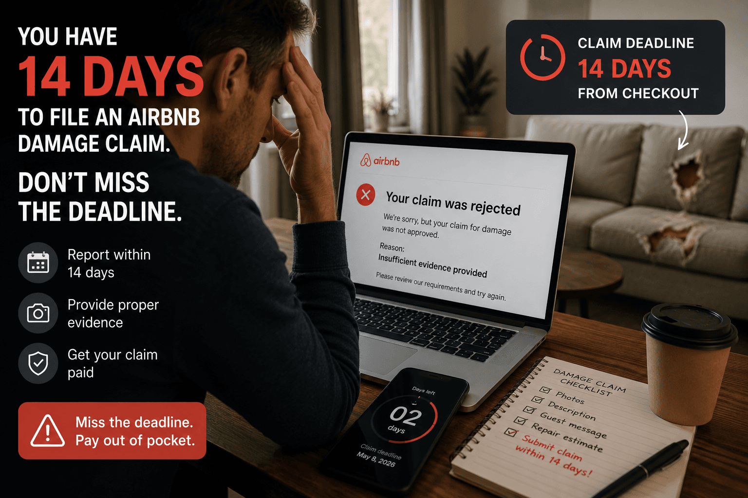 Airbnb damage claim rejected - insufficient evidence provided